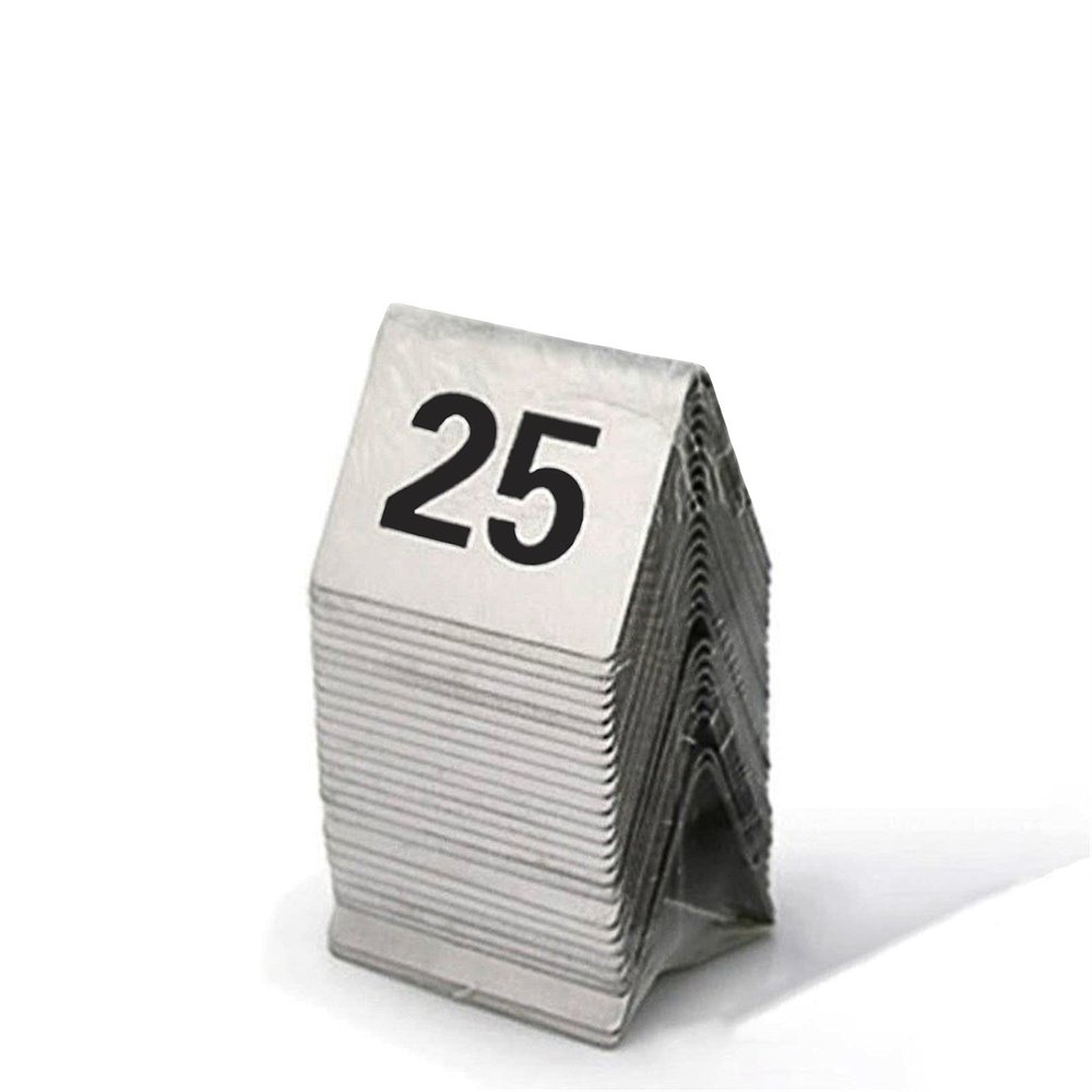 BOCbco Stainless Steel Table Number Cards, Double-Sided, 1–25