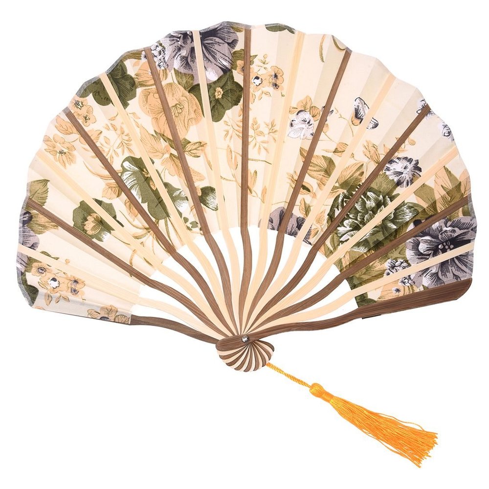 Baalaa Foldable Fabric and Bamboo Dance Hand Fan