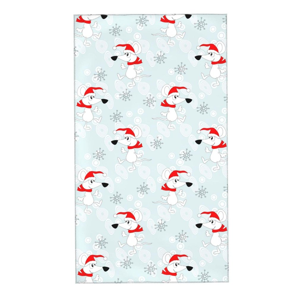 AOOEDM Funny White Mouse Christmas Hand Towel, Decorative Fingertip Towel for Bathroom, Kitchen, Gym and Spa, 27.5 x 15.7 in