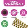 2000 Biodegradable Paper Party Straws, Gold and White view 4