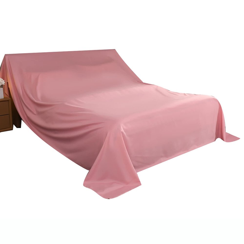 SYLC Furniture Dust Cover, Brushed Polyester, Soft and Breathable, Pink, 480 x 500 cm, Spliced