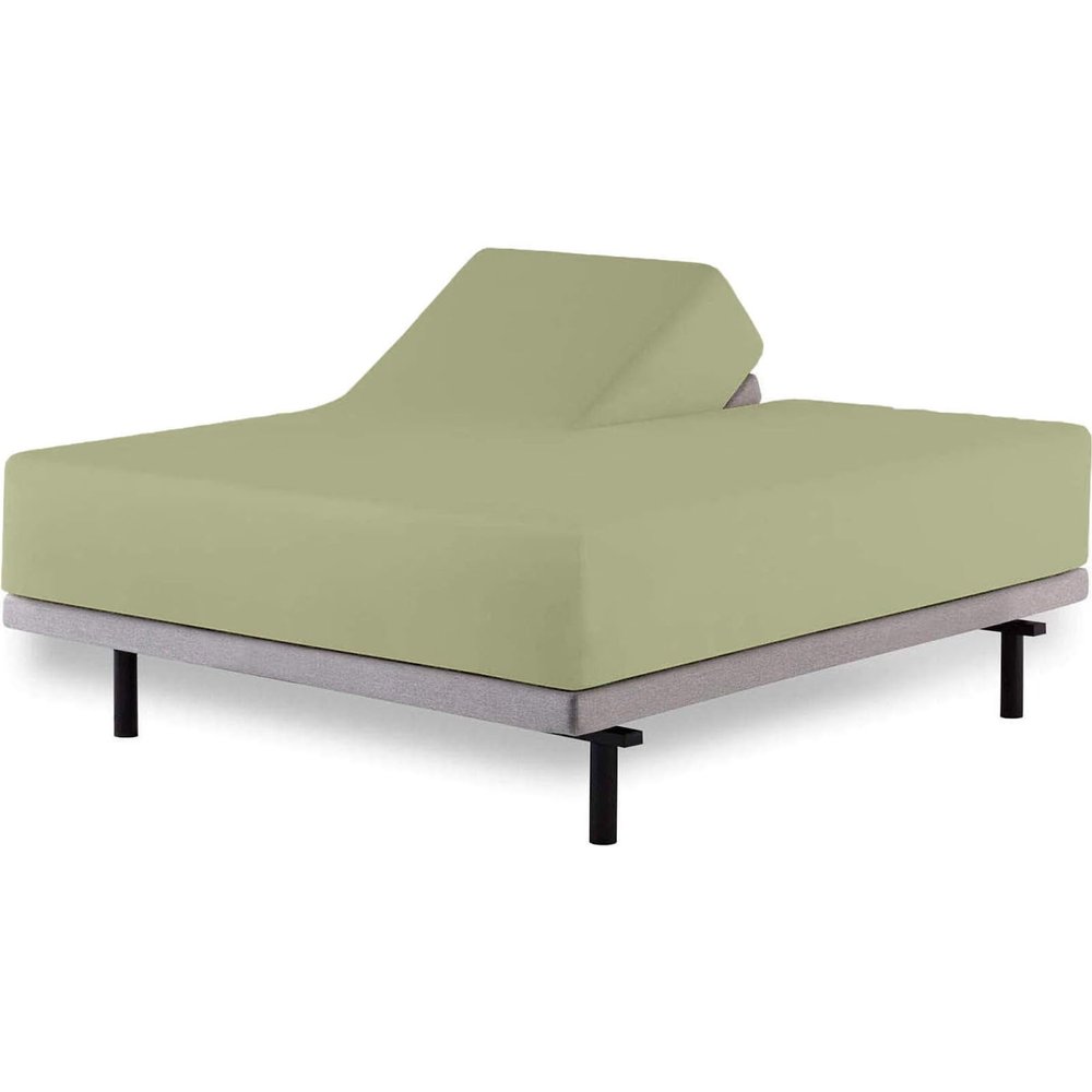 Cottingon 1-Piece Split-Top Fitted Sheet for King-Size Beds, 100% Egyptian Cotton, 86.4 cm, for Sleep Number Beds with 40.6 cm Deep Mattress, Sage Green