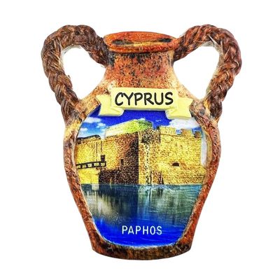 3D Paphos Cyprus Refrigerator Magnet Souvenir Gift, Handmade Resin