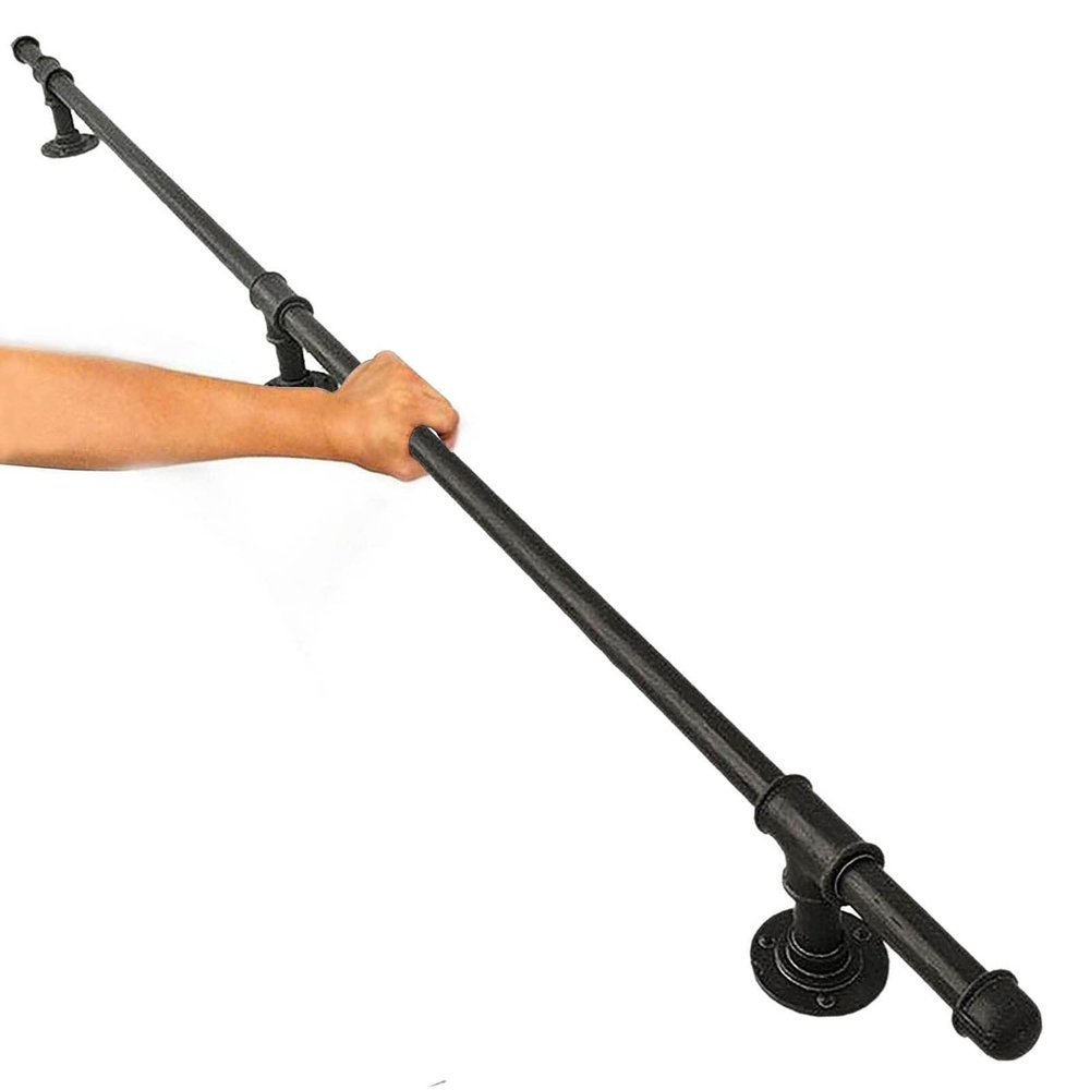 Whnoorher Black Pipe-Style Handrail for Indoor and Outdoor Stairs, 600 cm