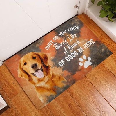 YACANNA Washable Golden Retriever Doormat, Indoor/Outdoor, 3D Graphic, 40 x 60 cm