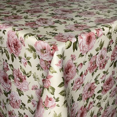 KEVKUS K124A Pink Roses Oilcloth Tablecloth, Rectangular, 140 x 200 cm