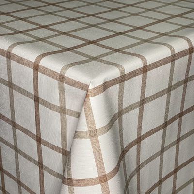 KEVKUS Oilcloth Tablecloth K175A, Brown-Beige Plaid, 140 x 260 cm, Rectangular