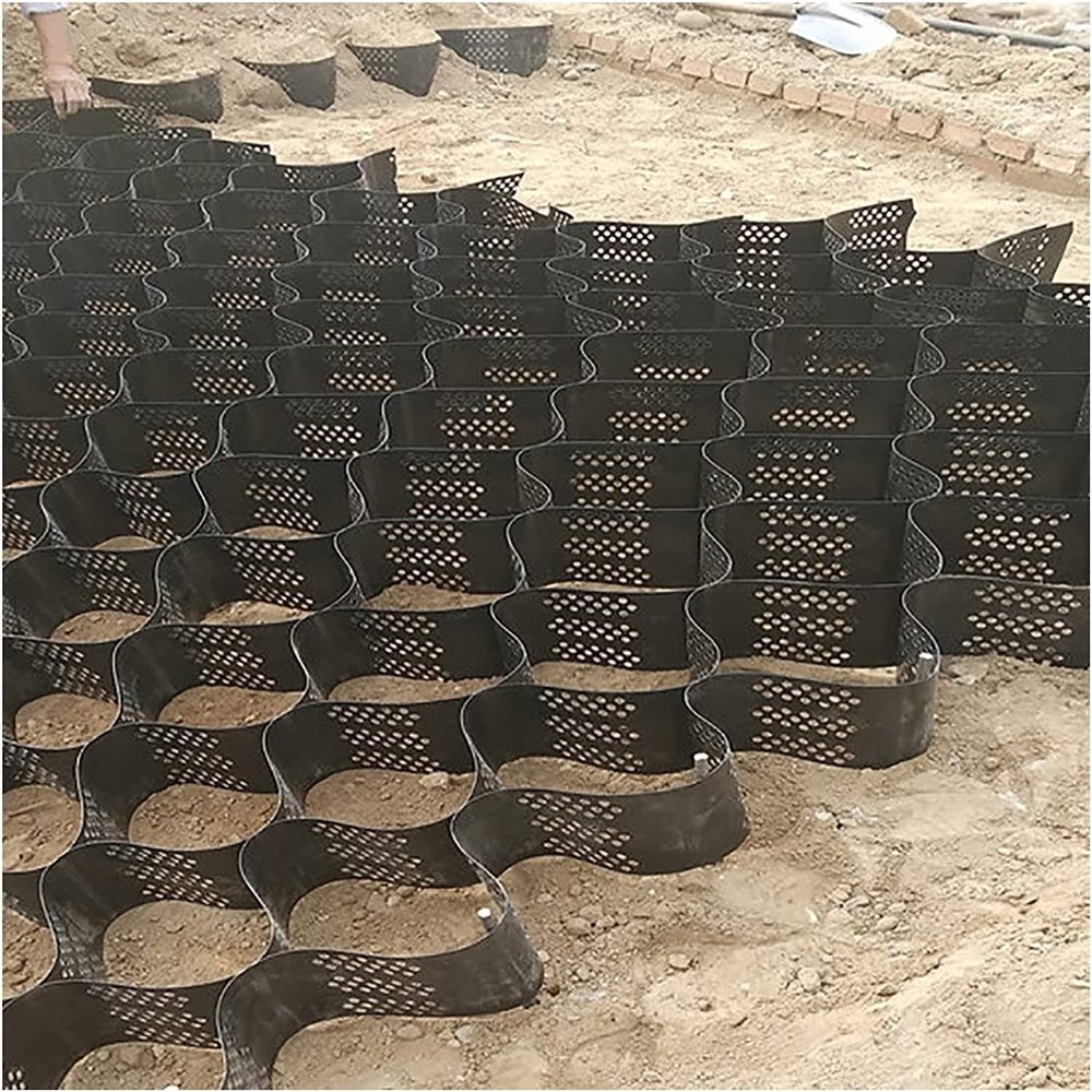 OWIEN Ground Grid Topsoil Stabilization Grid, Flexible Folding HDPE Geocell, 2 in Thick, 6 × 8 m (19.7 × 26 ft)