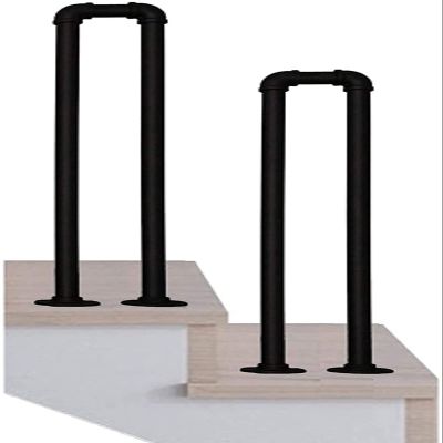 MAZYURBAN U-Shaped Handrail for Stairs, Industrial Pipe Safety Support Bar for Concrete or Wood, Indoor or Outdoor, Matte Black, 100 cm