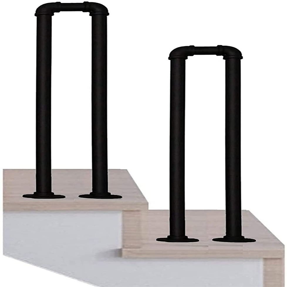 MAZYURBAN U-Shaped Handrail for Stairs, Industrial Pipe Safety Support Bar for Concrete or Wood, Indoor or Outdoor, Matte Black, 100 cm
