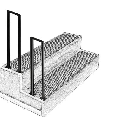 Outdoor Garden Stair Handrail for Veranda and Deck, Matte Black Wrought-Iron Pipe, 45 cm (1.5 ft)