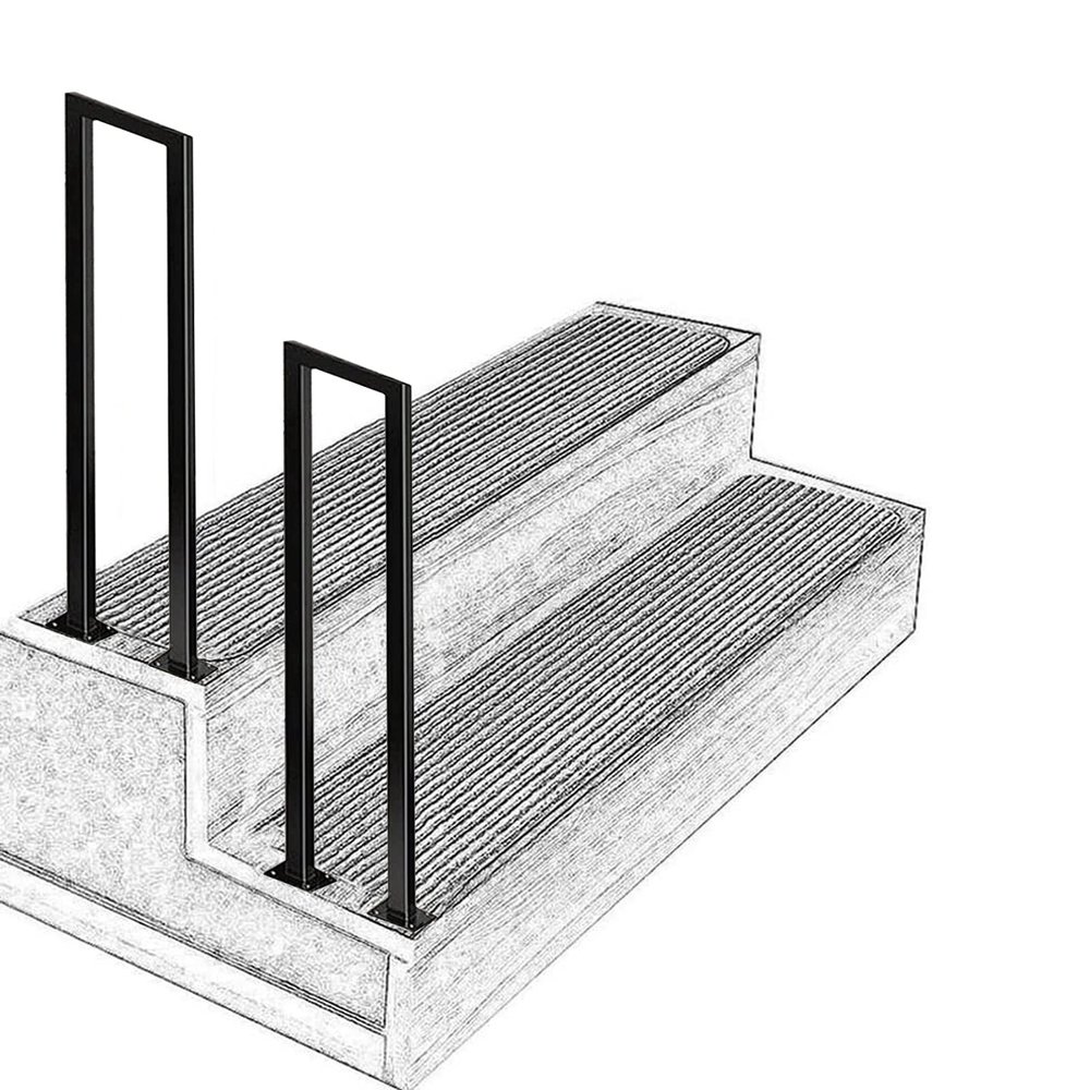 Outdoor Garden Stair Handrail for Veranda and Deck, Matte Black Wrought-Iron Pipe, 45 cm (1.5 ft)