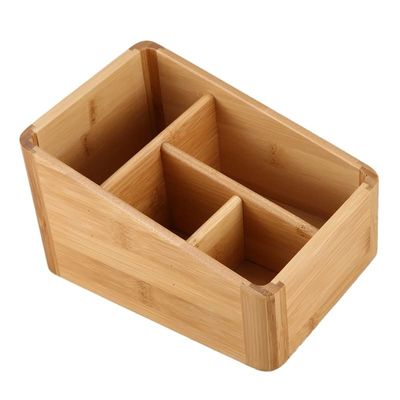 MMLFX Bamboo Organizer Storage Box for Remotes, Keys, Cosmetics and Receipts
