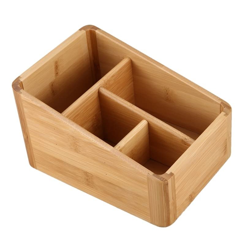 MMLFX Bamboo Organizer Storage Box for Remotes, Keys, Cosmetics and Receipts