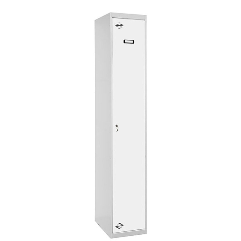 Simon Rack Simonlocker Metal Wardrobe, 1 Door, with Key, 1800 x 400 x 500 mm, Gray/White