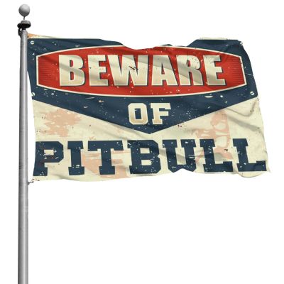 Beware of Pitbull Flag for Man Cave, Retro Home Decor, 60 x 90 cm