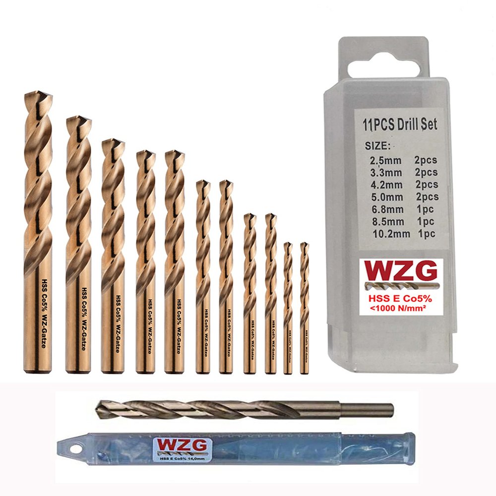 HSS-E Co5 Twist Drill for Metal and Tapped Holes, Metric Threads WZG, Select Size (2.5 mm M3, 1 pc.)