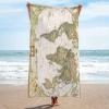 Microfiber World Map Beach Towel, 100 x 200 cm, 3D Retro Design view 2
