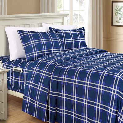 Elegant Comfort Lilliana Plaid 6-Piece Sheet Set, Soft, Colorfast and Wrinkle-Free, 1,500 Thread Count, Deep-Pocket Fitted Sheet, Twin XL