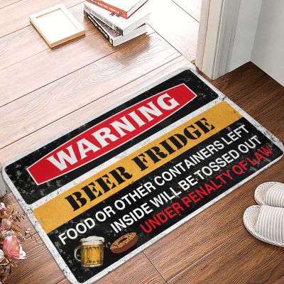 COTECI Basement Bar Warning Beer Refrigerator Rug, Fall House Doormat, Outdoor Pool Decor (65 x 90 cm)