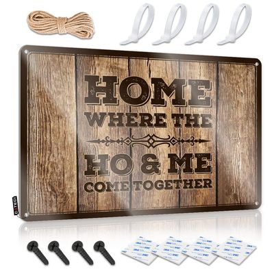 Bar Stuff for Man Cave: Where the Ho & Me Come Together Metal Sign, Vintage Funny Outdoor Bar Decor (20 x 30 cm)