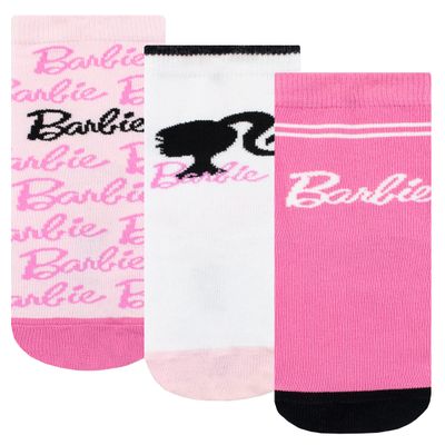 Barbie Girls' Socks, 3-Pack, Pink, Sizes 24–26