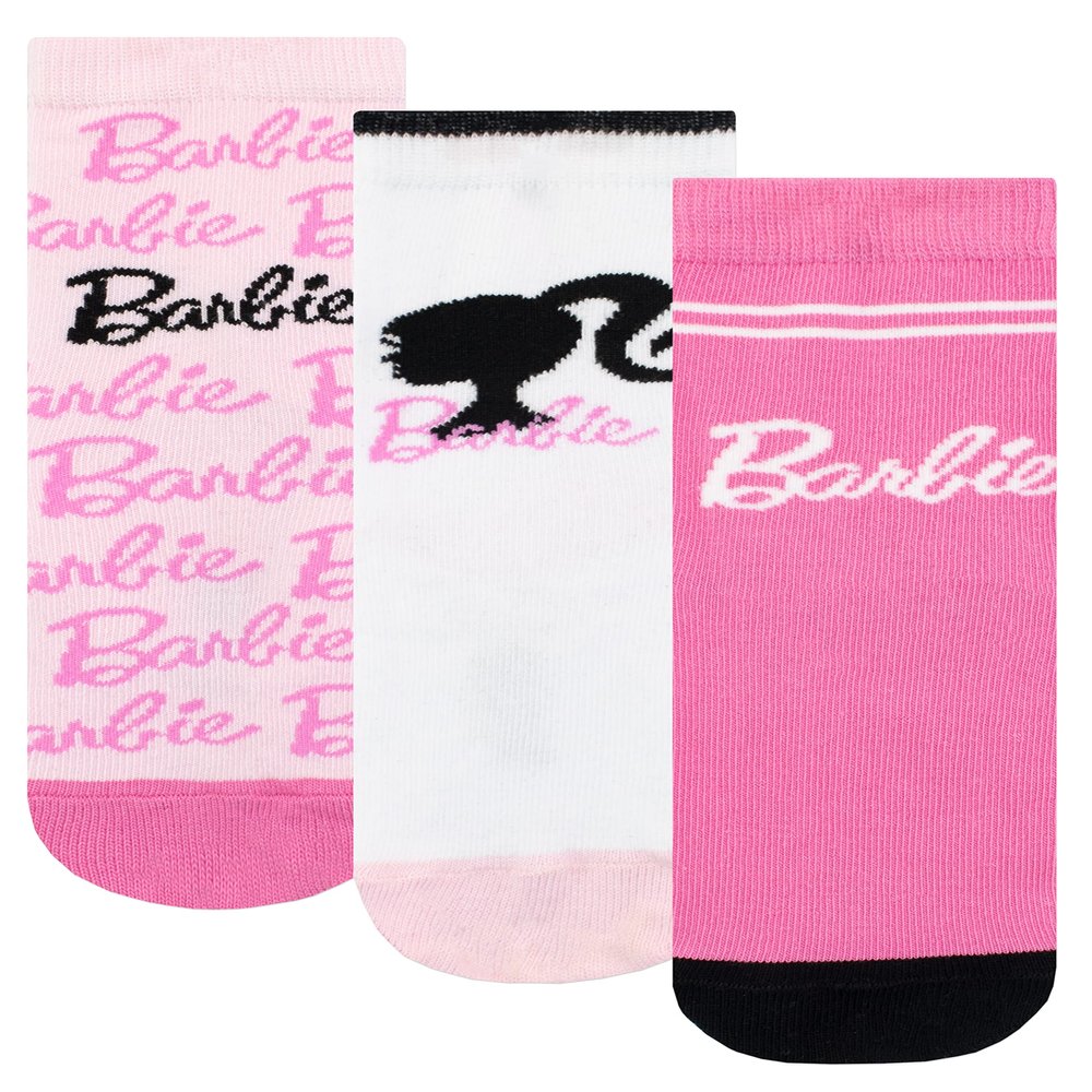 Barbie Girls' Socks, 3-Pack, Pink, Sizes 24–26