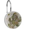 12-Pack Decorative Shower Curtain Hooks, Stainless Steel Rings, Retro Nautical Map view 1
