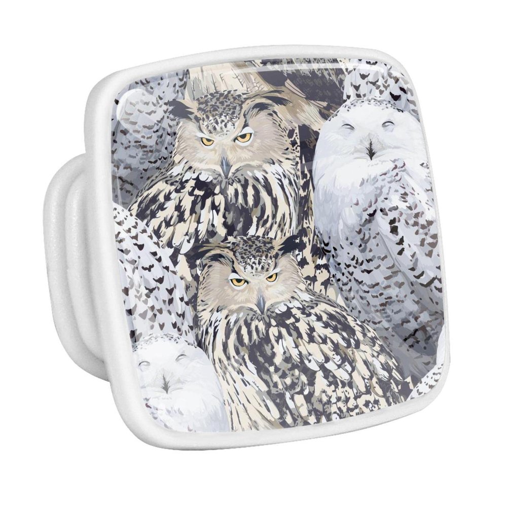Eagle Owl and Polar Owl Drawer Knobs, 4-Piece Set