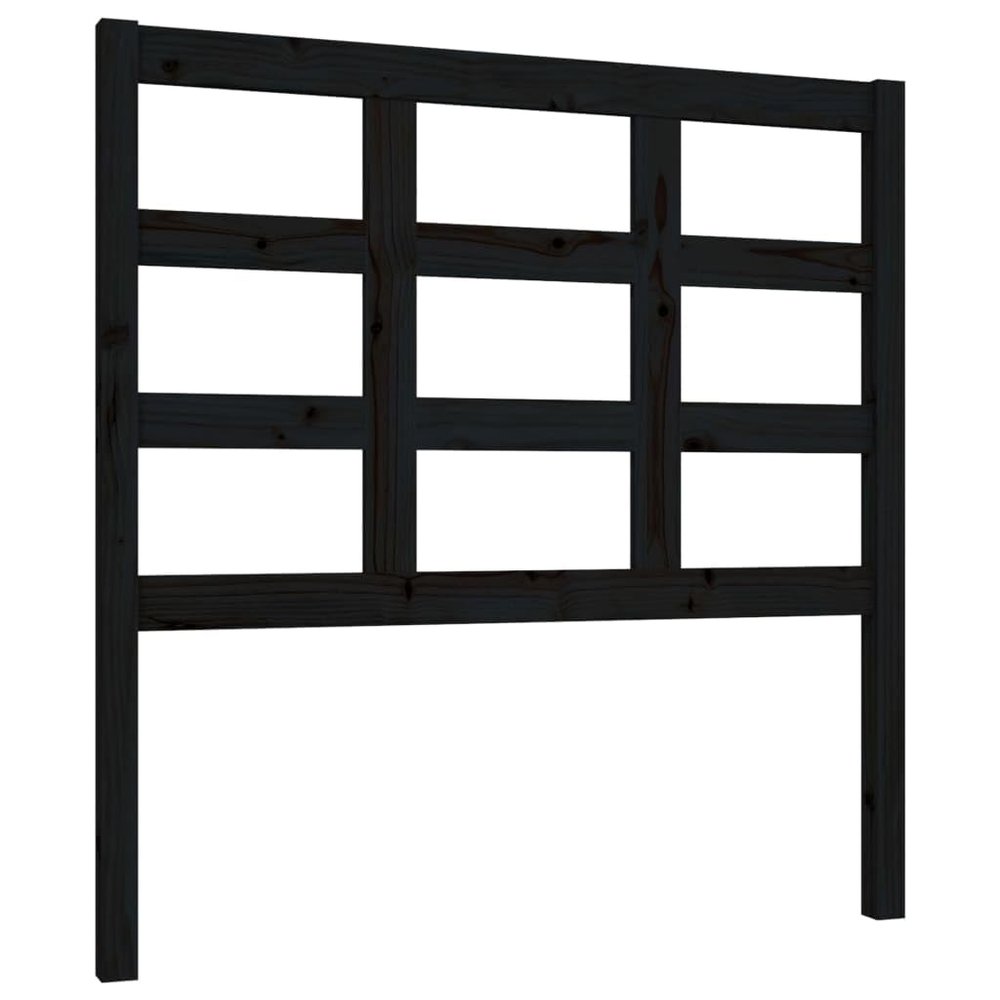 vidaXL Black Solid Pine Wood Headboard 95.5 x 4 x 100 cm