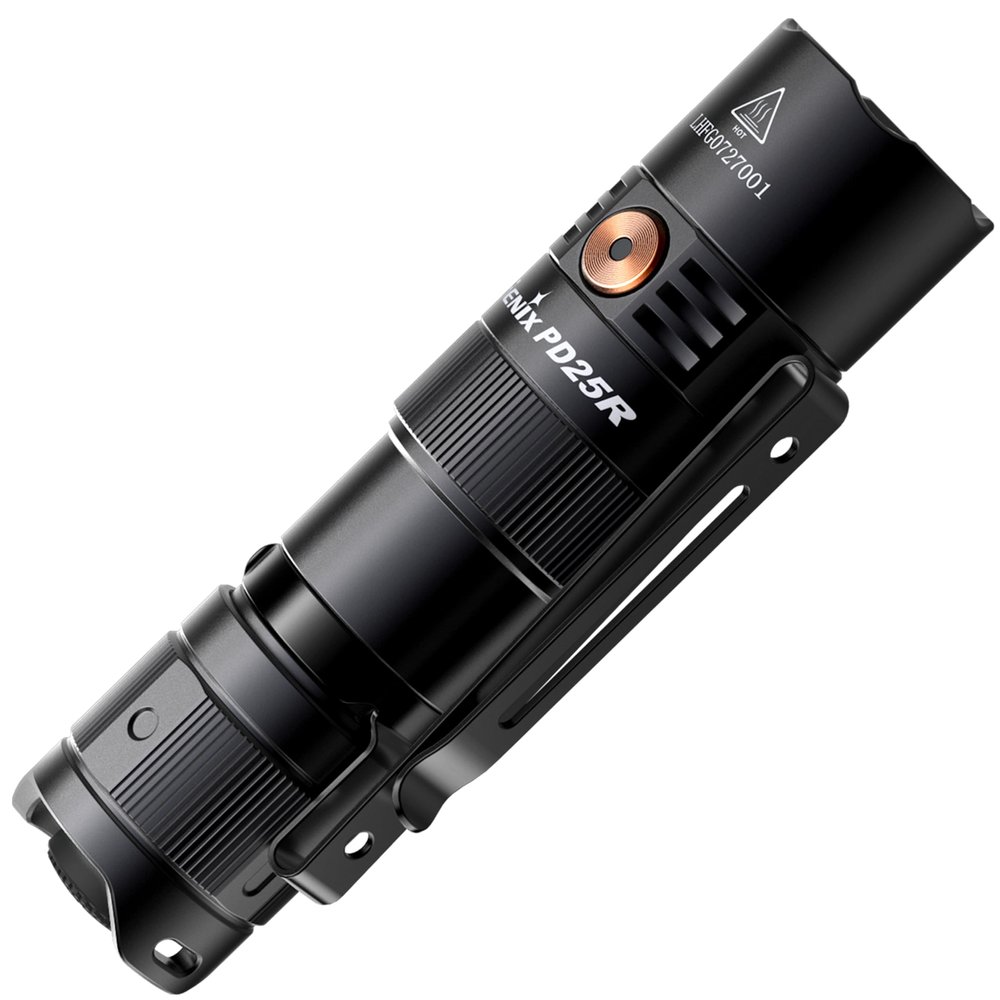 FENIX PD25R Black Rechargeable Mini Multi-Purpose LED Flashlight | 800 Lumens | 250 m | 70 Hours Max | 700 mAh | USB-C | Two-Position Body Clip | IP68