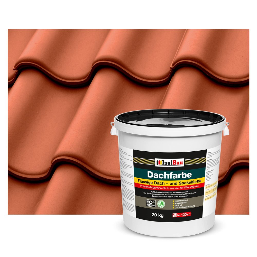 Isolbau Roof Paint, 20 kg, Brick Red, Weatherproof, Solvent-Free