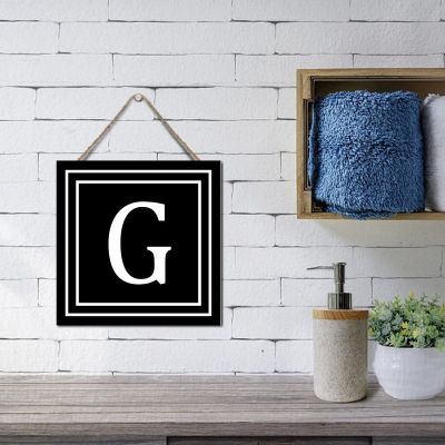 Personalized Door Sign, Rustic Hanging Wood Sign, 12 x 12 in, Initial Monogram G