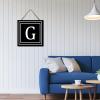 Personalized Door Sign, Rustic Hanging Wood Sign, 12 x 12 in, Initial Monogram G view 3