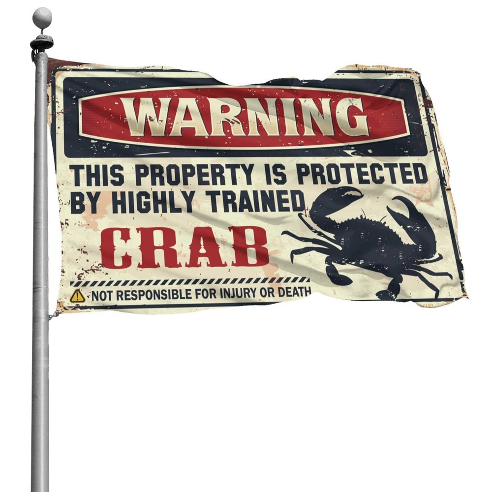 Man Cave Warning Crab Flag, 30 x 45 cm