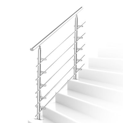 Ikodm Stainless Steel Stair Handrail, 120 cm, 42 mm, with 5 Crossbars, Adjustable Angle