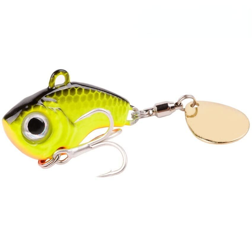 Comcapy 1pc Rotating Metal Vibration Spinner Spoon Fishing Lure, 5g/10g/20g, Trout Winter Fishing Hard Bait (Color: C, Size: 10g, 2.6cm)
