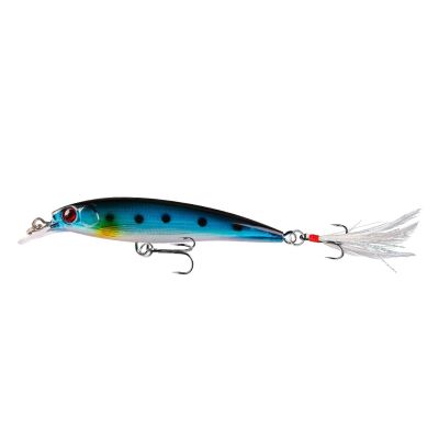 Comcapy 1pc 9 cm Minnow Wobbler Hard Fishing Lure with Feather Hook, 7.2 g, Color 8