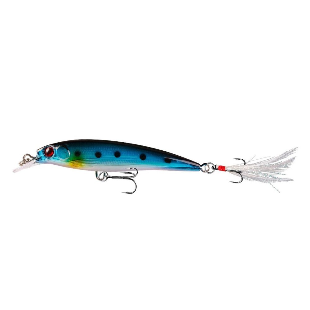 Comcapy 1pc 9 cm Minnow Wobbler Hard Fishing Lure with Feather Hook, 7.2 g, Color 8