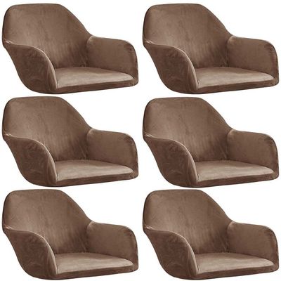 Velvet Dining Chair Covers with Armrests, 6-Piece Set, Color #11