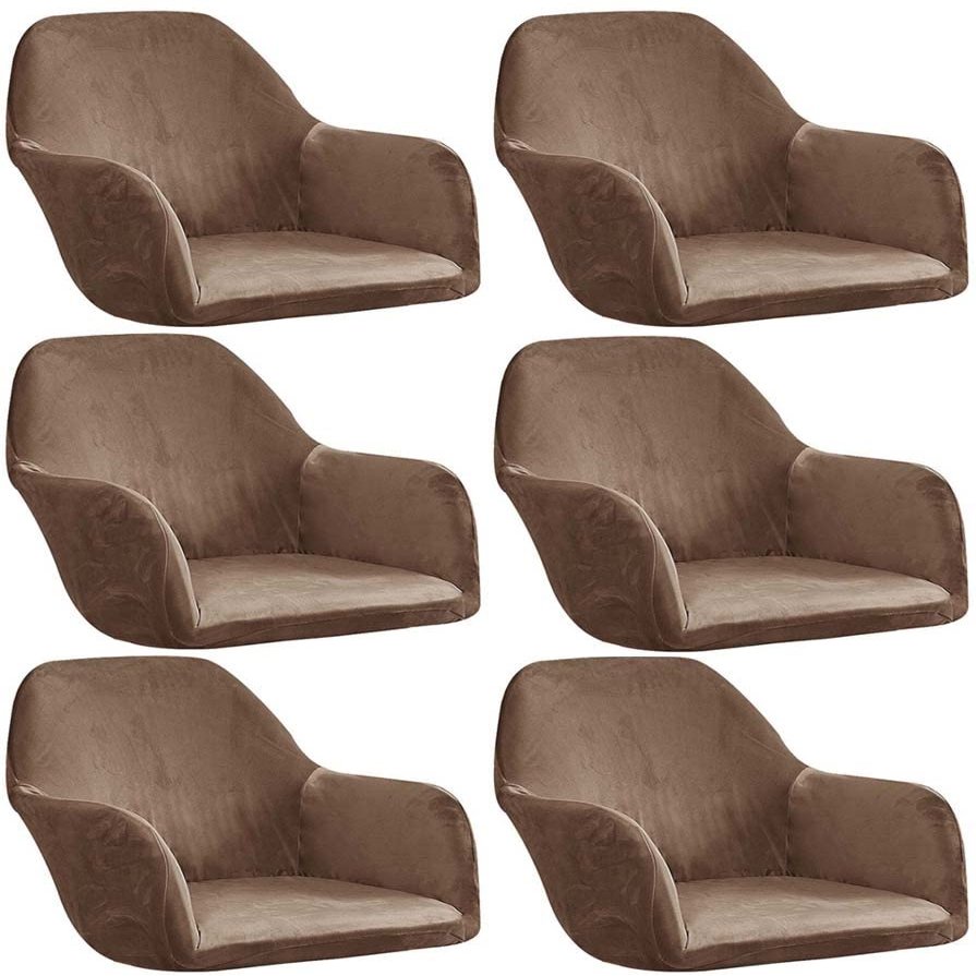 Velvet Dining Chair Covers with Armrests, 6-Piece Set, Color #11