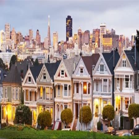 adrium Canvas Print 60 x 30 cm: Panoramic View of Alamo Square, San Francisco, California, USA (15830382)