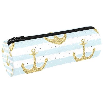 JDEZ Blue Stripe Anchor Pattern Pencil Case