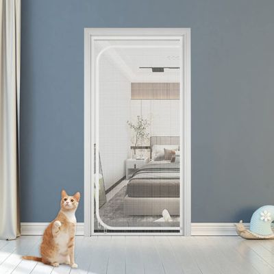 TONGha Durable Self-Adhesive Screen Door with Zipper