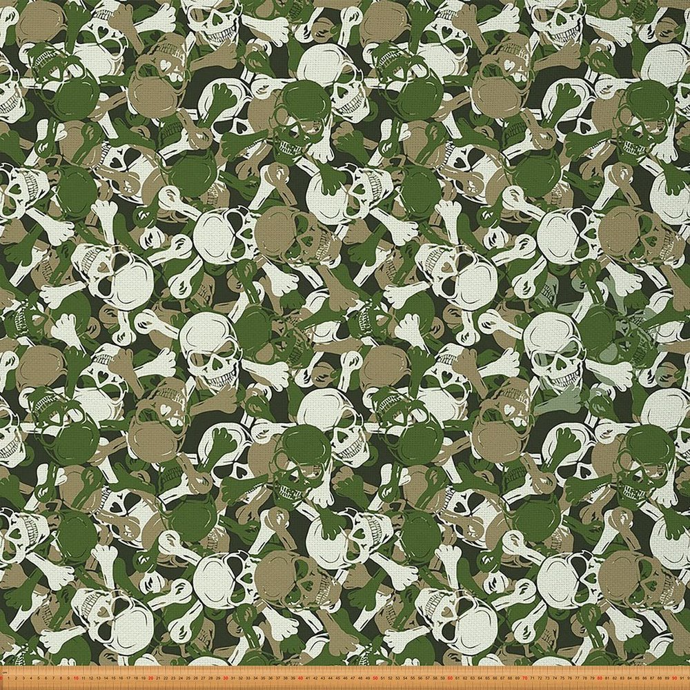 Halloween Skull Fabric by the Yard, Gothic Spooky Skeleton Waterproof Craft Fabric, 460 x 150 cm