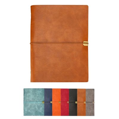 2-Pack A5 PU Leather Notebooks, 9.1 x 6.7 in, 200 Pages, Refillable Vintage Travel Journals with Lined Paper and Elastic Band, Brown