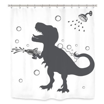 Ufeela Funny Dinosaur Shower Curtain for Kids, 60 x 72 in, with 12 Hooks