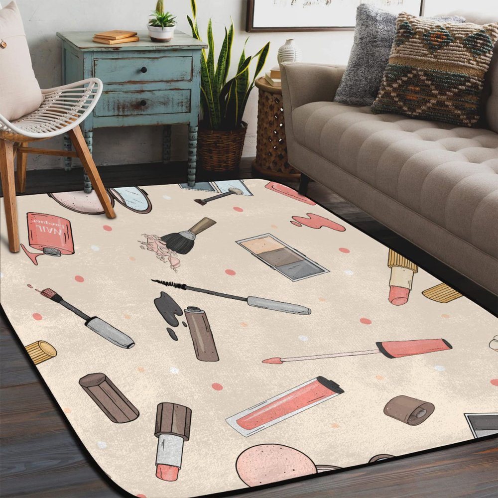 Fashion Cosmetic Pattern Non-Slip Shaggy Area Rug