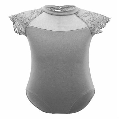 Alvivi Girls' Short-Sleeve Ballet Leotard, Gray B, Size 140