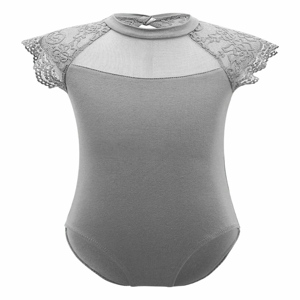 Alvivi Girls' Short-Sleeve Ballet Leotard, Gray B, Size 140